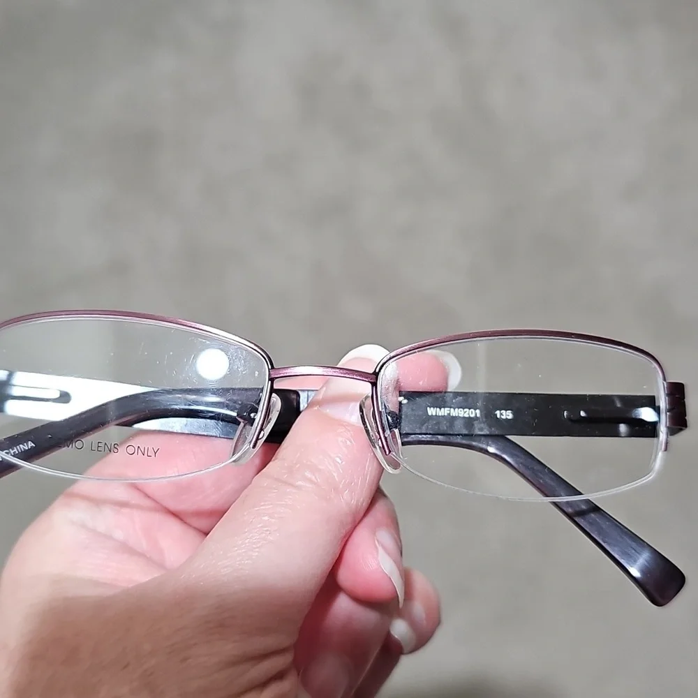 Sleek Dark Metal Rectangular Glasses demo frames only half rim